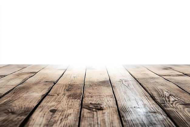 Minimalist Wooden Table Surface for Product Presentation with White Background