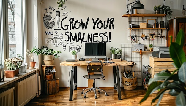 Photo minimalist workspace for small business with inspirational decor