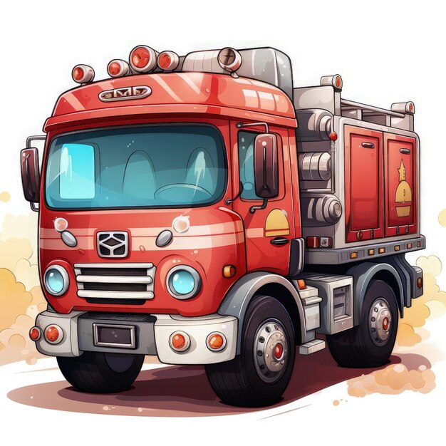 Photo minimalistic 2d firetruck design with a cute and adorable appeal