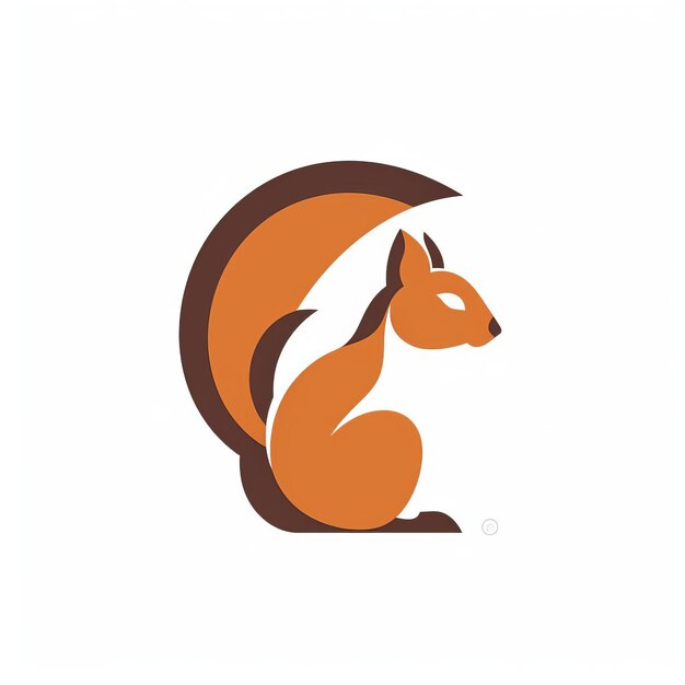 Photo minimalistic 2d vector icon logo of squirrel sideview