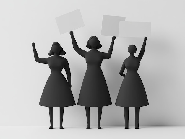 Photo minimalistic 3d illustration of women on strike