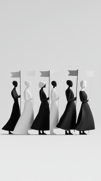 Photo minimalistic 3d illustration of women on strike