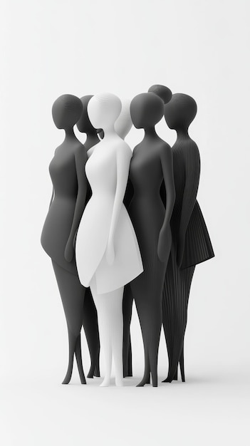 Photo minimalistic 3d illustration of women on strike