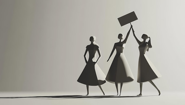 Photo minimalistic 3d illustration of women on strike