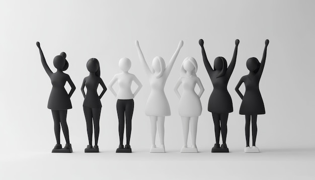 Photo minimalistic 3d illustration of women on strike