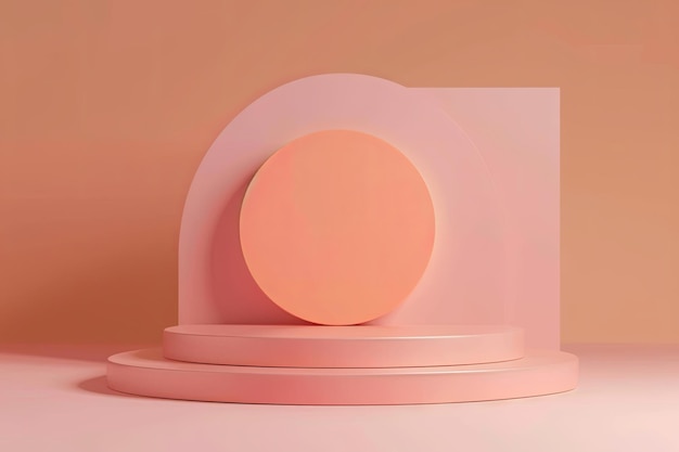 Photo minimalistic 3d podium with sleek design on matching peach background