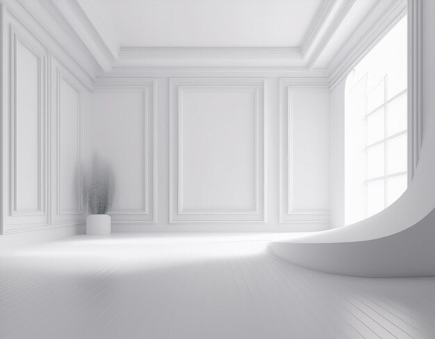 Photo minimalistic 3d room with clean lines and neutral colors