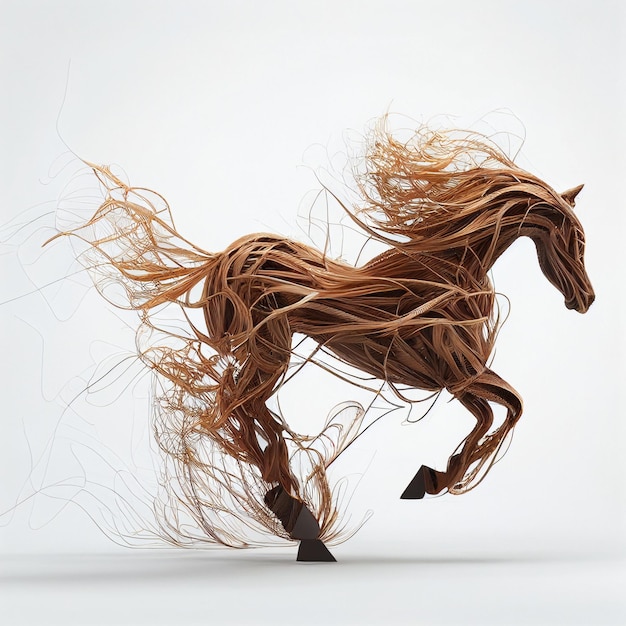 Minimalistic abstract horse made from splashing wicke generative ai