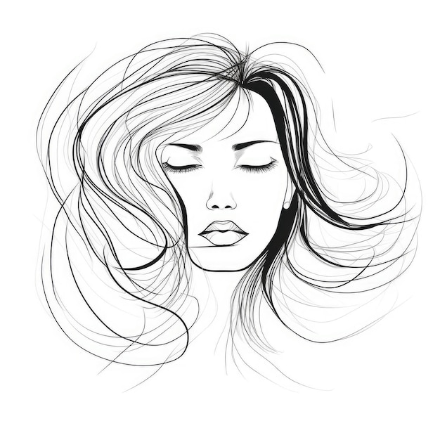 Minimalistic Abstract Portrait of a Woman with OneLine Drawing Style