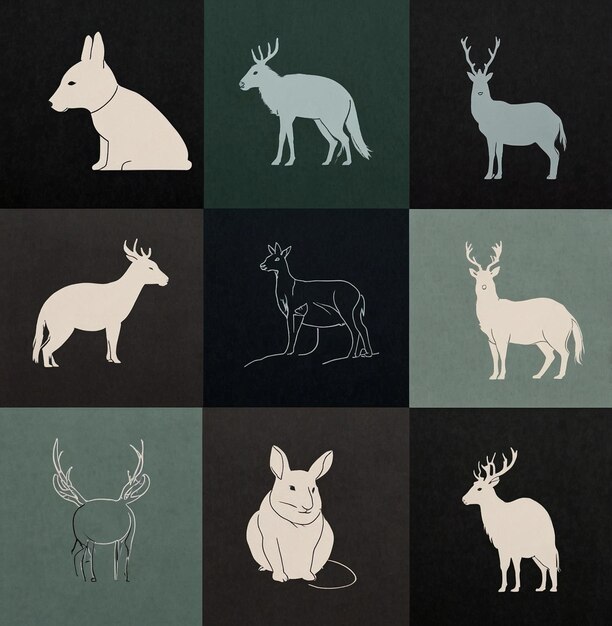 Photo minimalistic animal outlines set