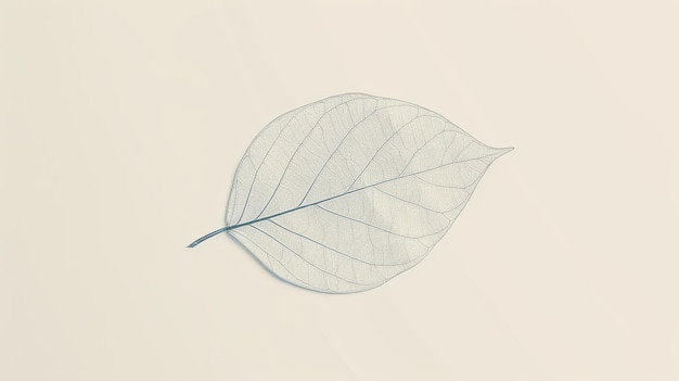 Photo a minimalistic background with a simple clean design featuring a single delicate line drawing of a leaf on a white background capturing the essence of simplicity and elegance