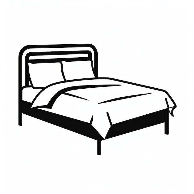 Photo minimalistic bed icon in graphic black and white style