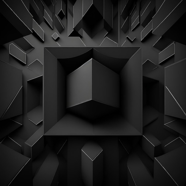 Minimalistic black background with created from black cubes Generated AI