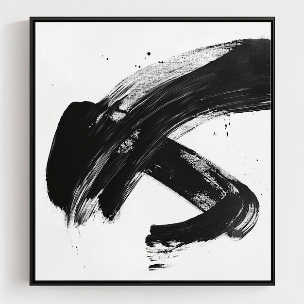 Minimalistic Black and White Abstract Art in Modern Interior