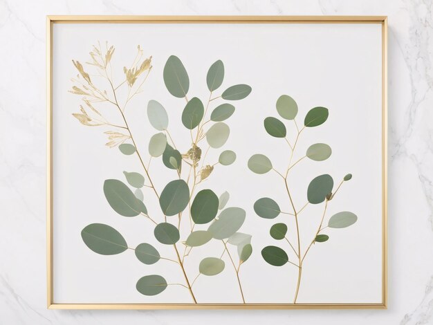 Photo minimalistic botanical art with golden accents