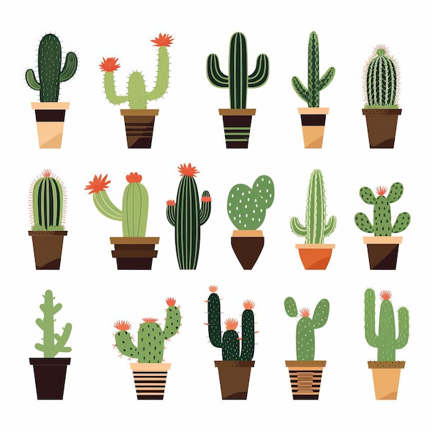 Photo minimalistic cactus silhouette vector clipart in flat style for identification