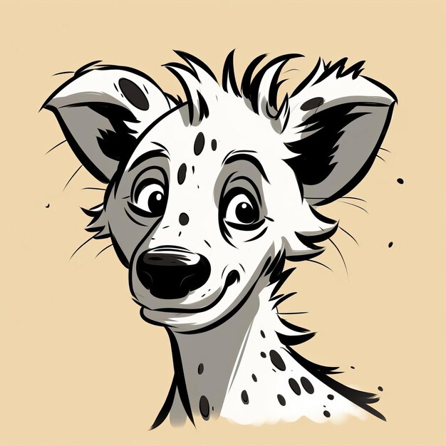 Photo minimalistic cartoon doodle line art of a hyena drawing