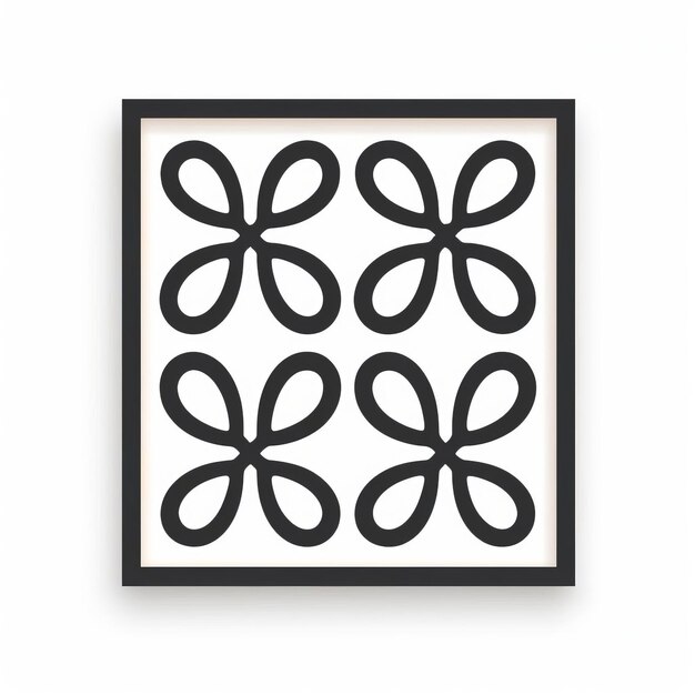 Photo minimalistic cartoon prints with flower pattern on white background