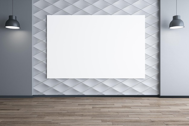 Minimalistic concrete interior with blank poster