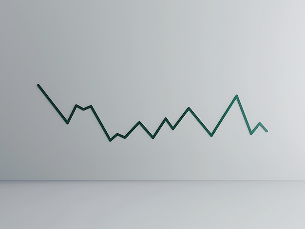 Photo a minimalistic dark green line graph rising gently on a light gray background indicating economic improvement