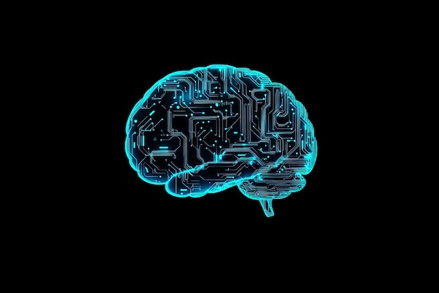 Photo minimalistic digital brain design in light blue and turquoise symbolizing advanced ai technology