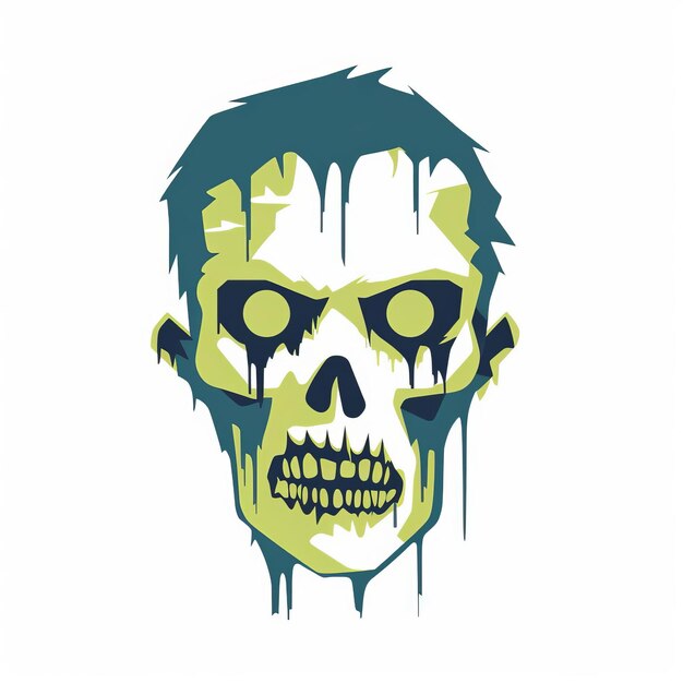 Photo minimalistic dripping zombie skull print vector on white background