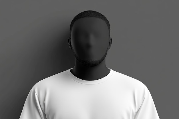 Photo minimalistic faceless portrait of a man in a plain white tshirt on a gray background