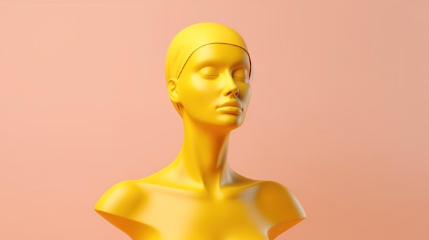 Minimalistic Female Mannequin Head in Vibrant Yellow and Pink Generative AI