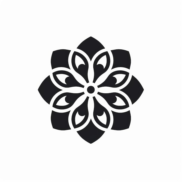 Minimalistic Flower Icon On White Background