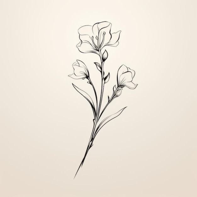 Photo minimalistic freesia sketch drawing trendy tiny tattoo design