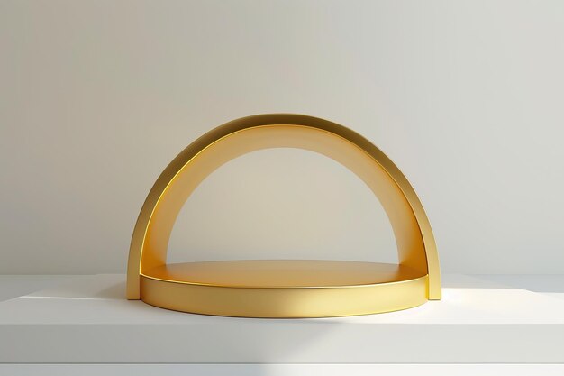 Minimalistic golden arch decor piece on white surface perfect for modern interior designs and home decor inspiration