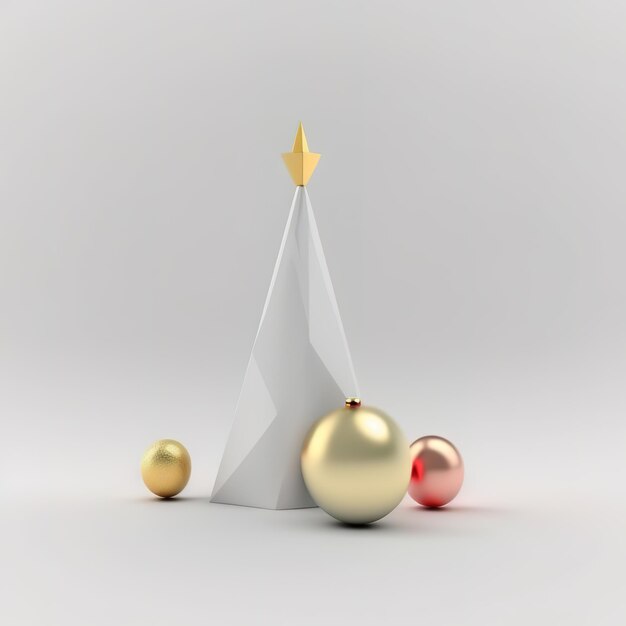 Minimalistic hristmas toys on a white background Generative AI