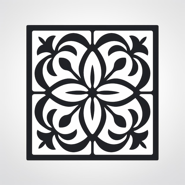 Minimalistic Iconic Tile Design With Black And White Pattern