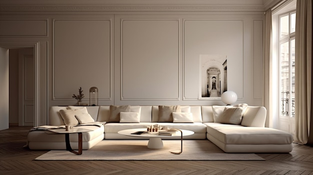 Minimalistic interior design of modern living room