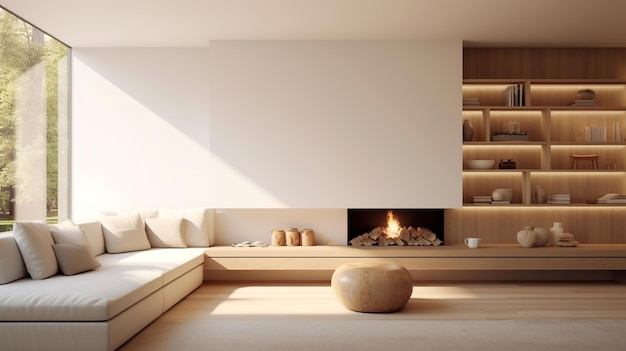 Minimalistic interior design of modern living room