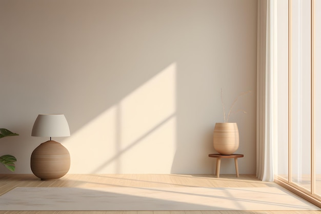 Minimalistic interior with natural light from the windows