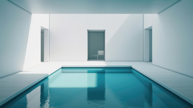 Minimalistic interior with swimming pool Generative AI