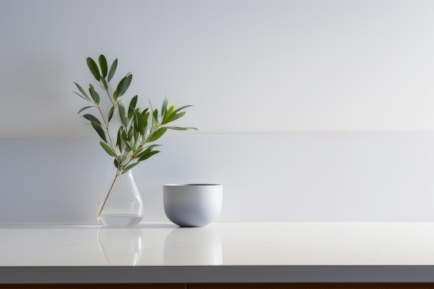 Minimalistic kitchen table Office plant Generate Ai