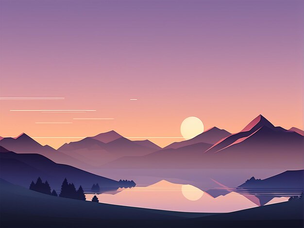 minimalistic landscape with mountains