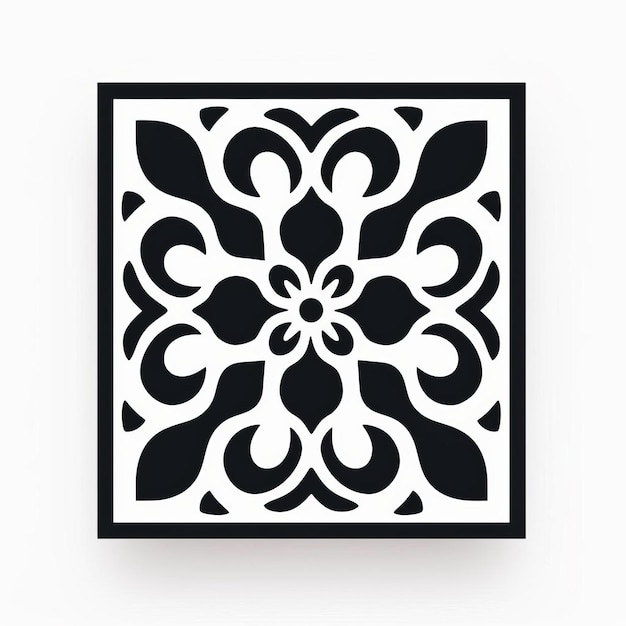 Minimalistic Laser Engraved Ornamental Square Decorative Art