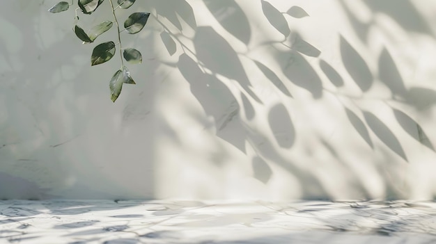 Minimalistic light background with blurred foliage shadow on a light wall Beautiful Generative AI