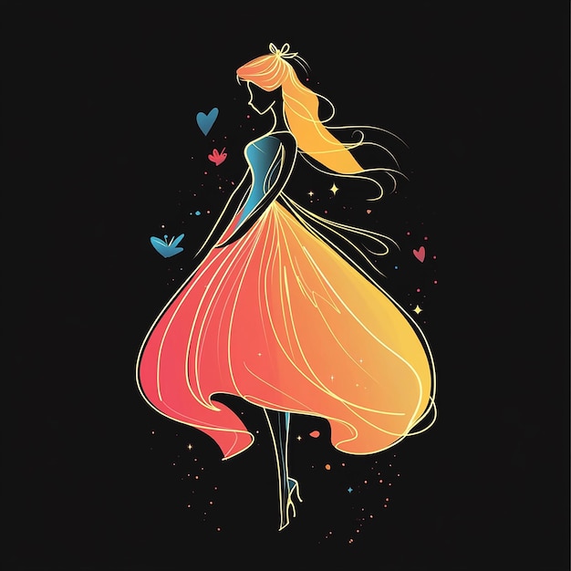 Photo minimalistic line art princess fairy