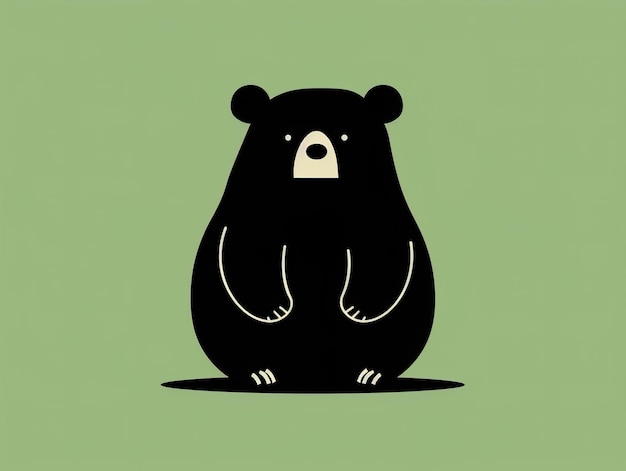 Photo minimalistic logo design flat vector graphics of the bear character simple shapes bold lines black