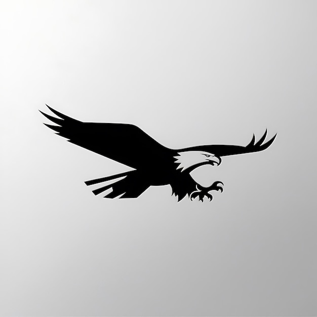 Photo a minimalistic logo of an eagle in flight with sharp lines and a strong silhouette the eagle is