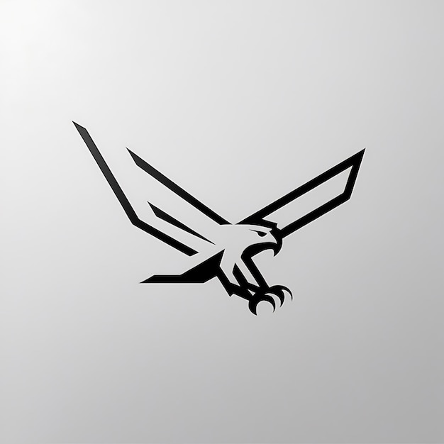 Photo a minimalistic logo of an eagle in flight with sharp lines and a strong silhouette the eagle is