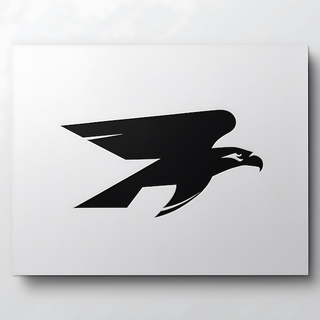 Photo a minimalistic logo of an eagle in flight with sharp lines and a strong silhouette the eagle is