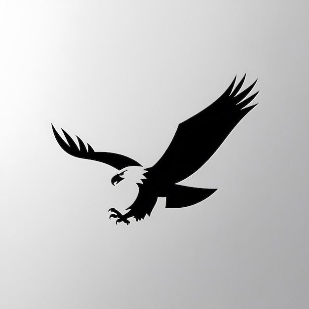 Photo a minimalistic logo of an eagle in flight with sharp lines and a strong silhouette the eagle is