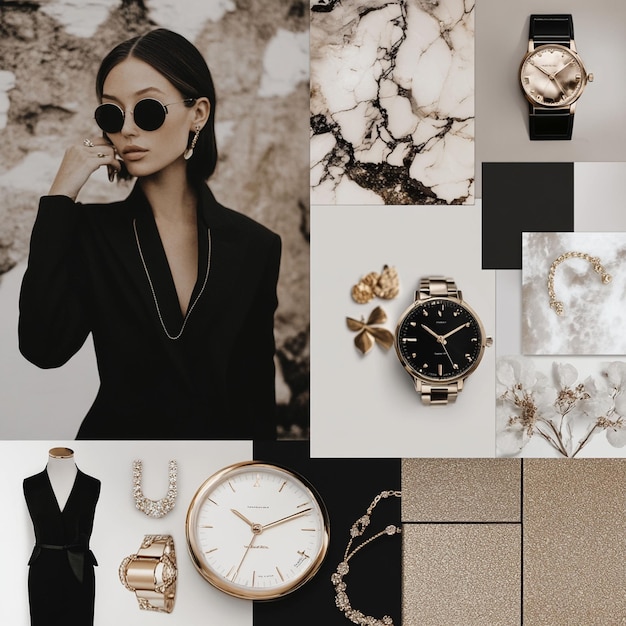 Photo a minimalistic luxury fashion moodboard showcasing elegant