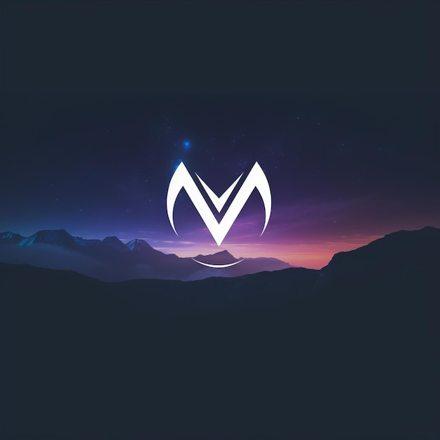 Minimalistic M Logo In Mysterious Space Style