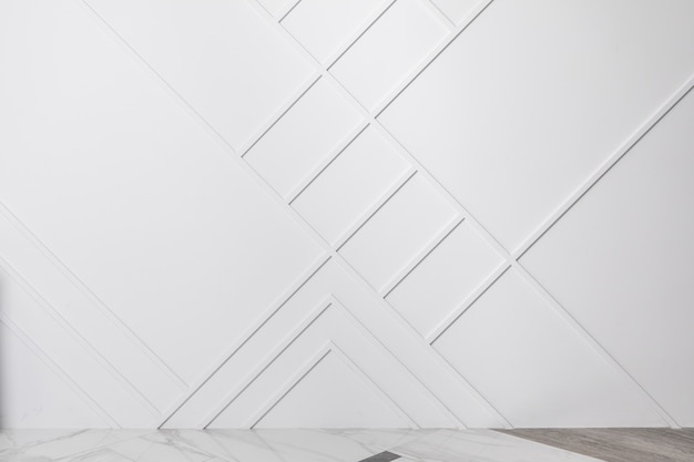 Minimalistic Modern Interior. Part of Room - Floor and Wall Decorated With Moldings. Background with Free Copyspace